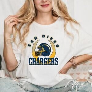 San Diego Football White Tshirt, Chargers American Football Shirt
